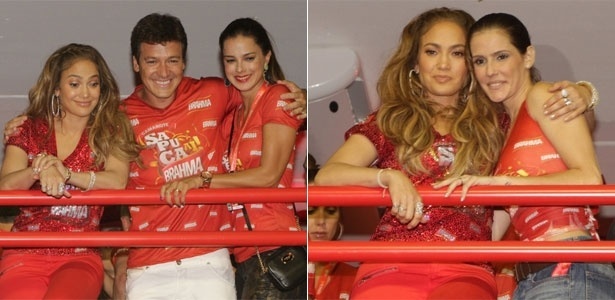 J.Lo com Rodrigo Faro e Vera Viel (acima), e com Deborah Secco (19/2/12)