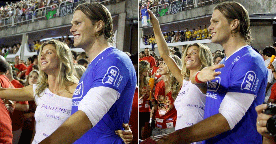 Gisele Bündchen e o marido Tom Brady chegam ao desfile das escolas de samba do Rio de Janeiro (6/3/2011)